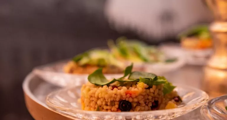 Close Up Of Fregola Pasta Dish On A Plate