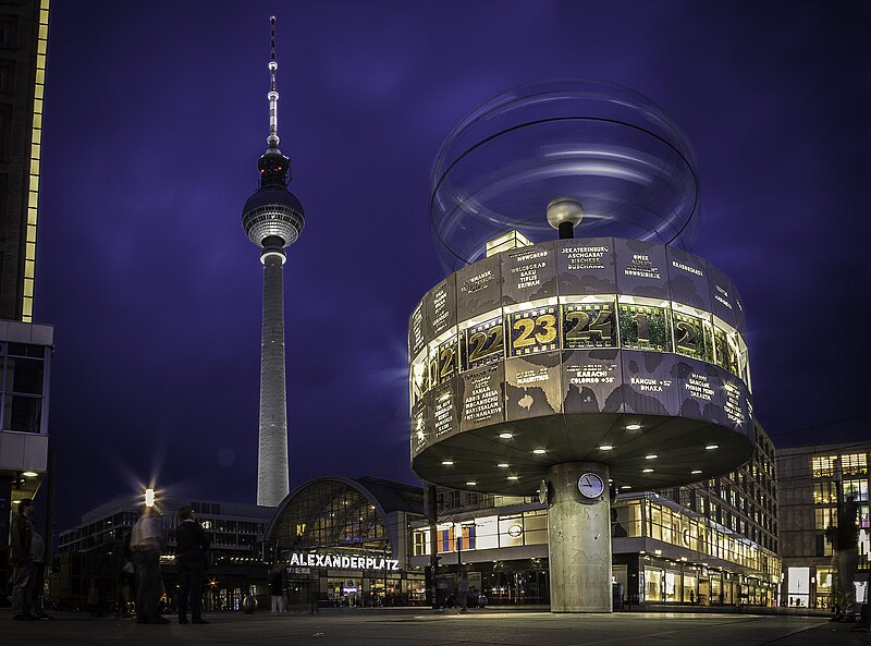 aerial view central berlin bright day including river spree television tower alexanderplatz