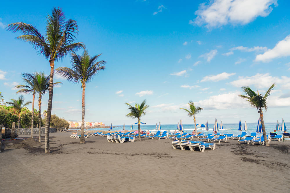 beach with natural black sand playa jardin puerto de la cruz de tenerife spain