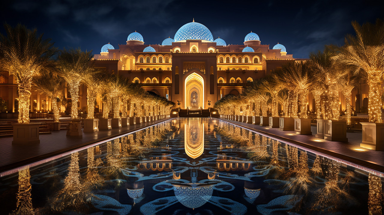 beautiful emirates palace with reflection