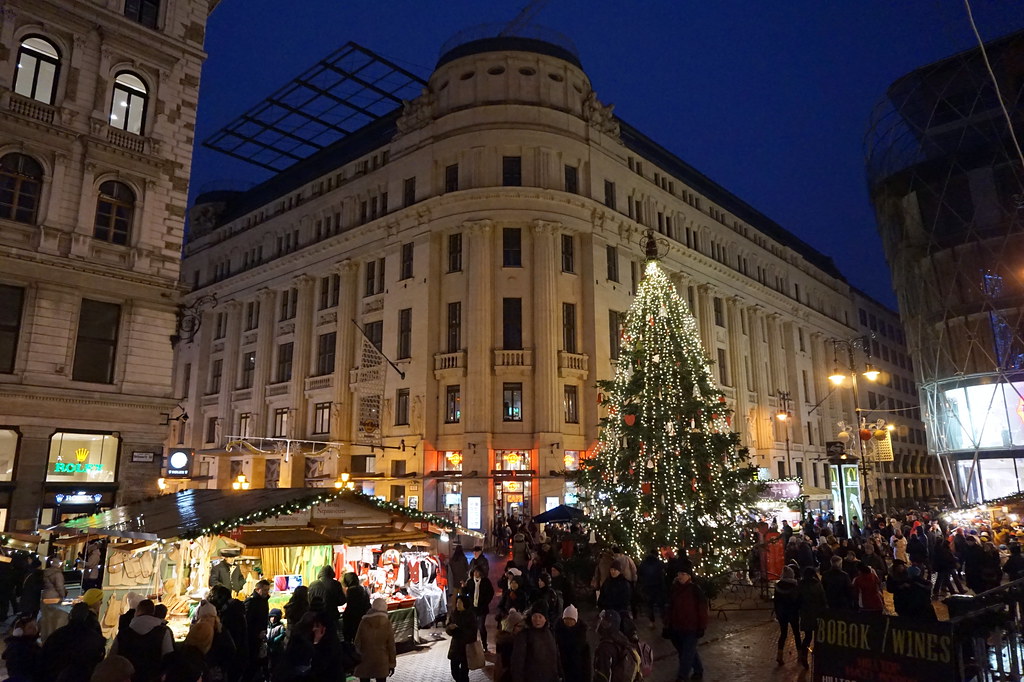 christmas market at vorosmarty square budapest