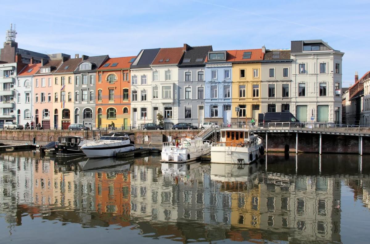 colorful waterfront architecture in ghent belgium