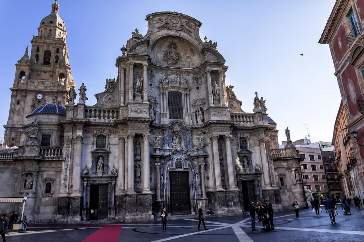 facade of the murcia cathedral in murcia spain