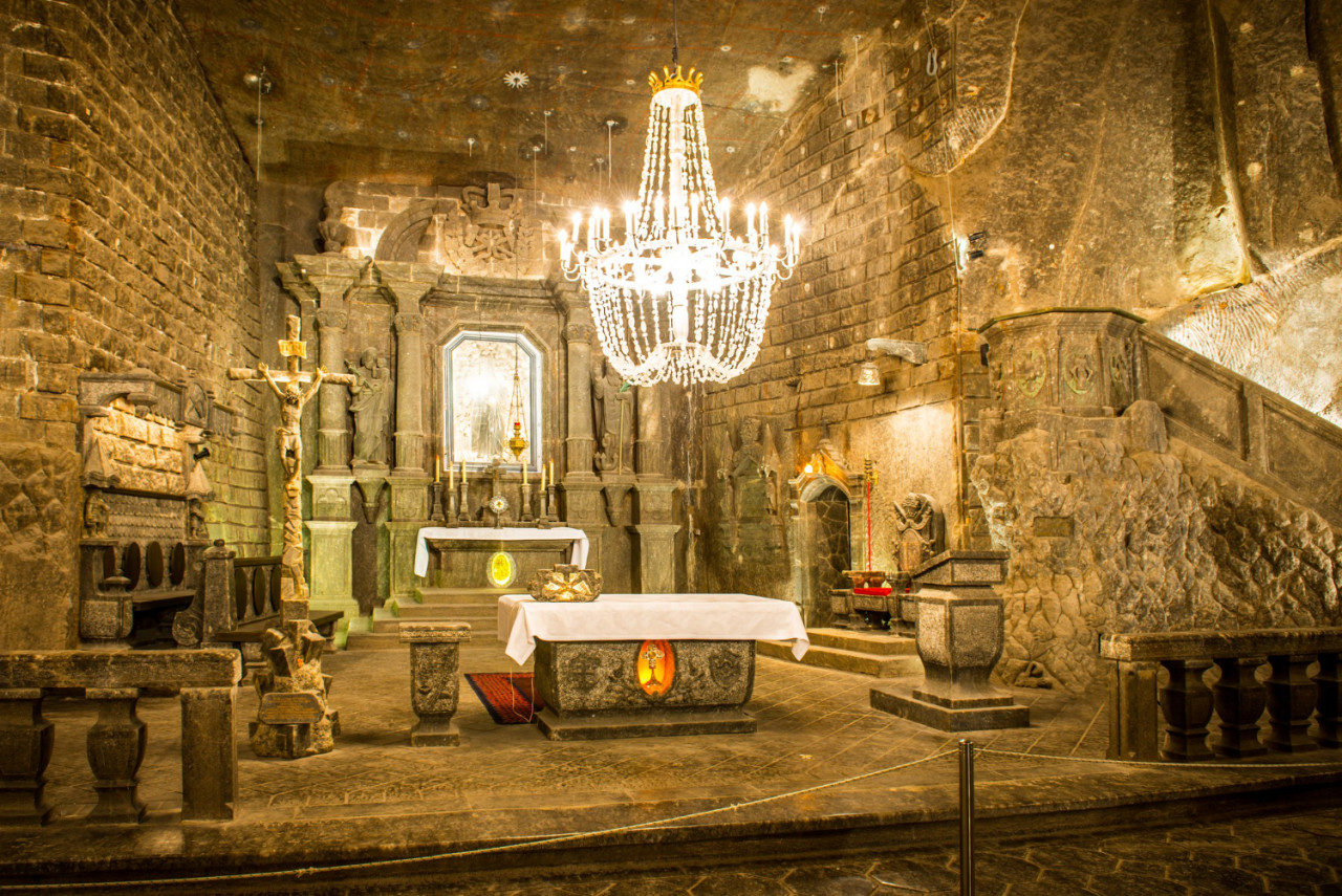 krakow poland june 3 2014 chapel main hall wieliczka salt mine