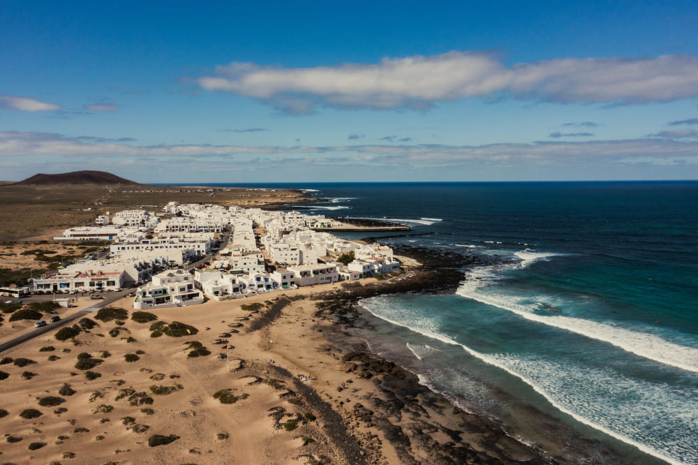 landscape panorama la caleta de famara lanzarote lanzarote canary islands spain