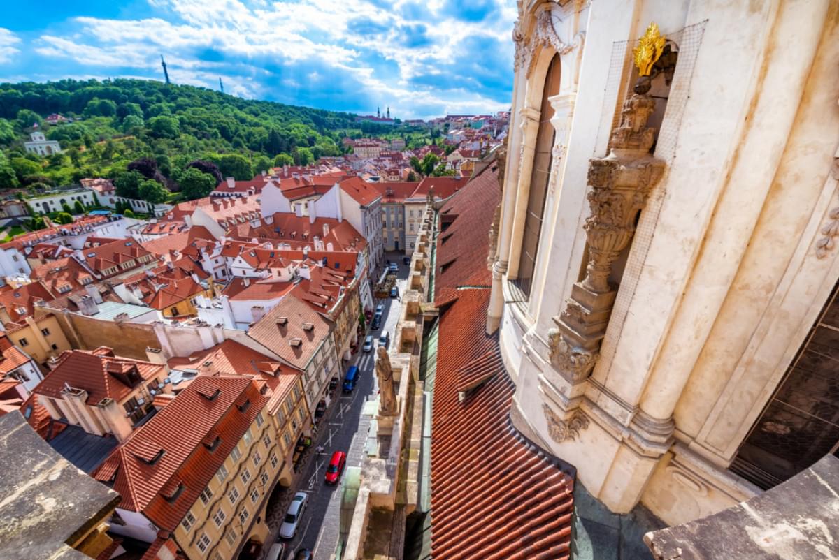 view lesser town mala strana st nicholas church prague czech republic