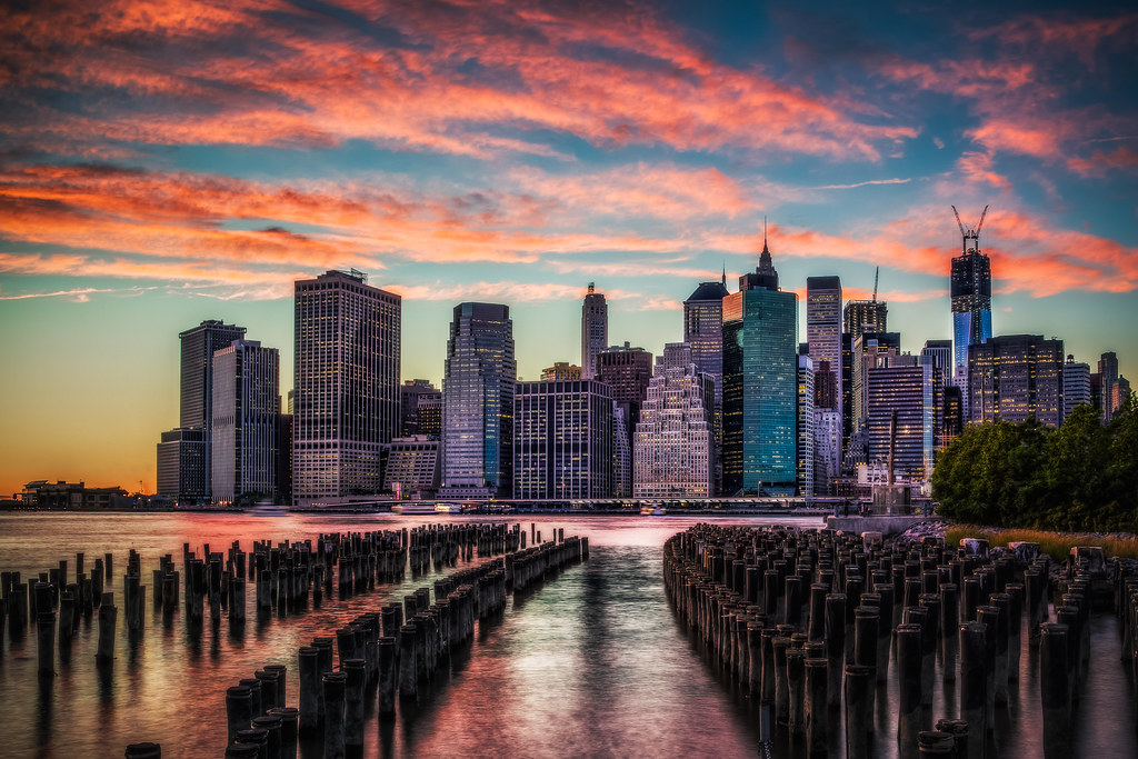 manhattan skyline sunset