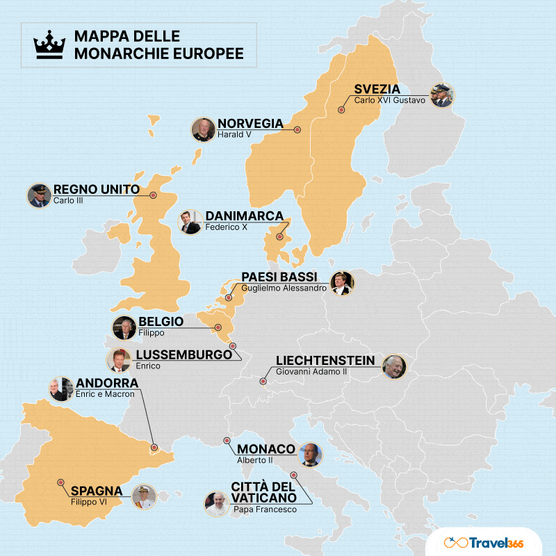 mappa monarchie europee