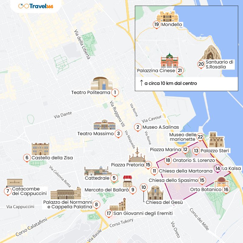 mappa principali attrazioni e monumenti di palermo 01