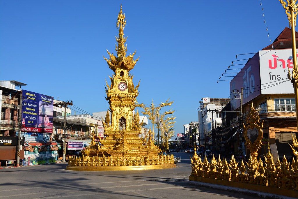 new clock tower of chiang rai northern thailand 2018