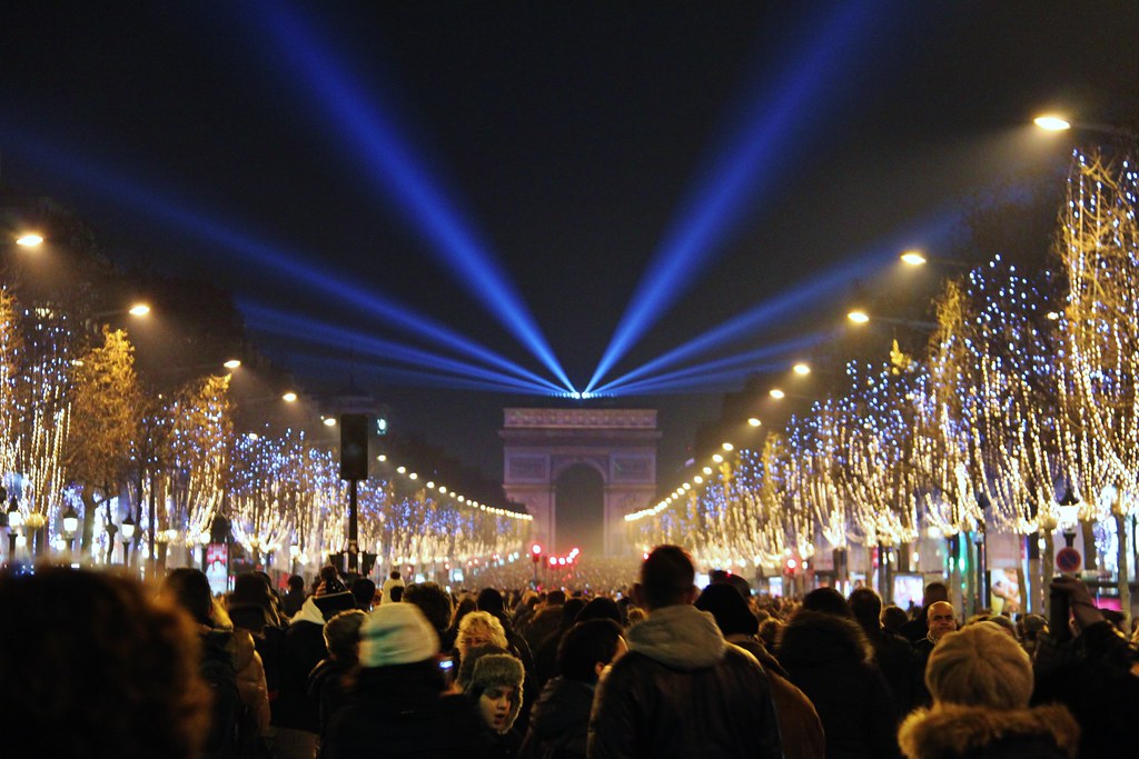 nye on the champs elysees paris france