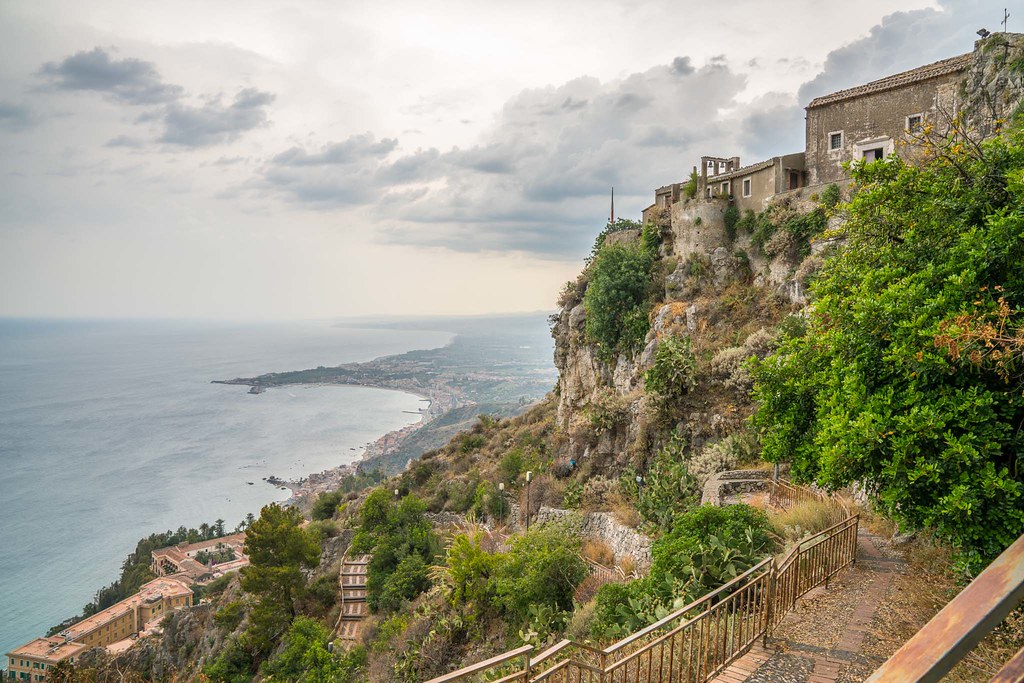 panoramic view from castello di taormina sicily