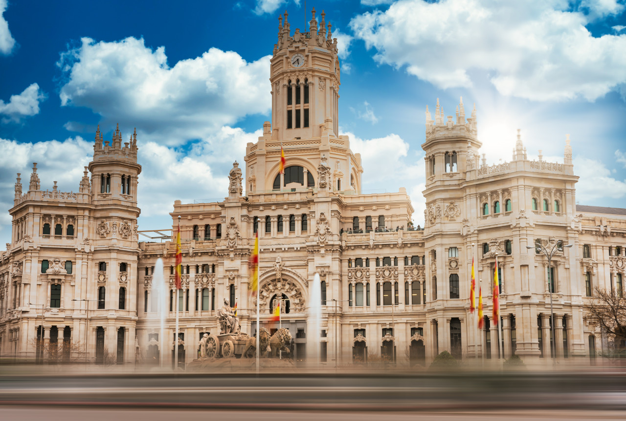 madrid city hall building plaza de cibeles spain selective focus