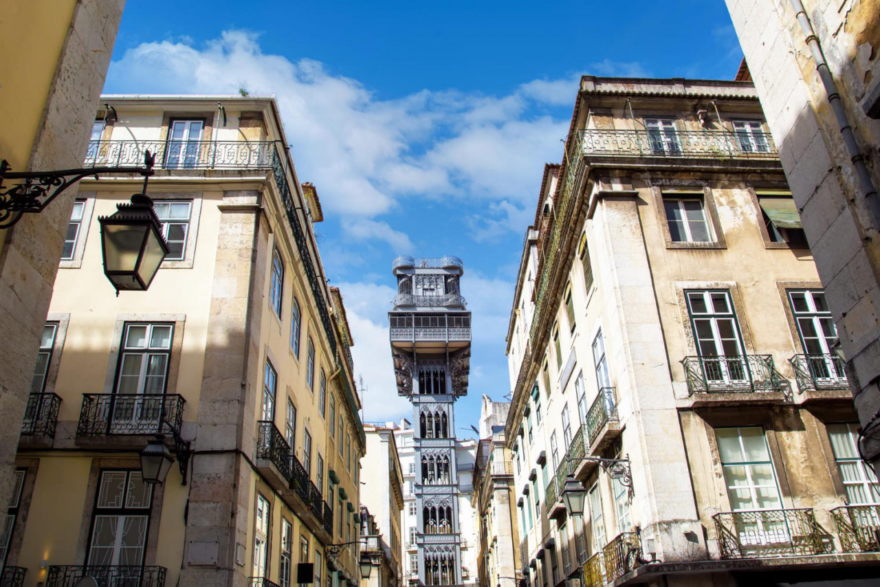 portugal santa justa elevator entrance located near rossio square lisbon historic city center 1