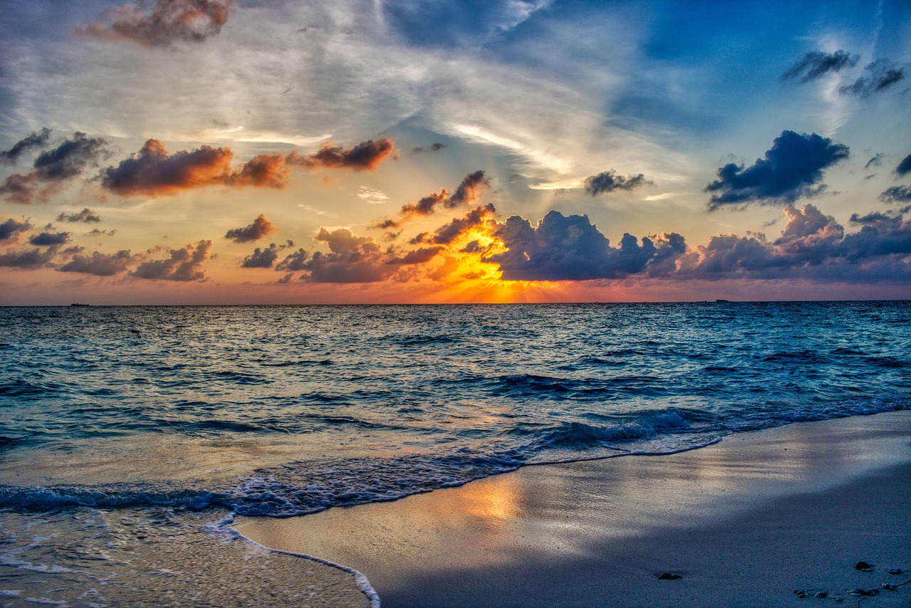spiaggia oceano tramonto paesaggio
