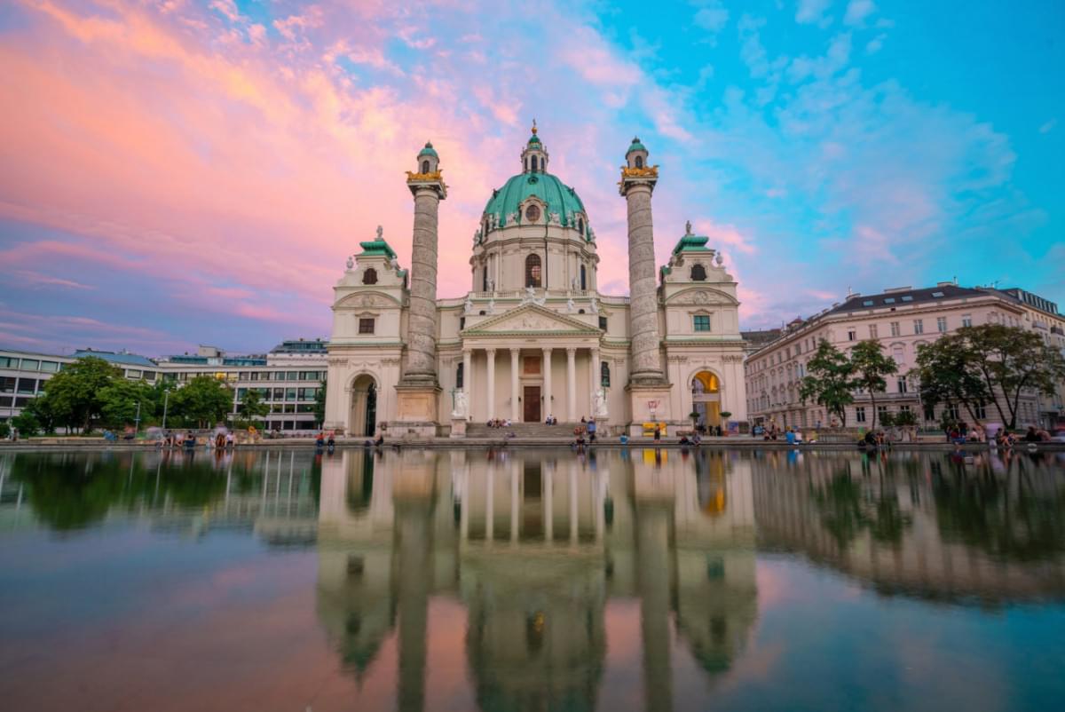 st charles s church karlskirche vienna austria twilight