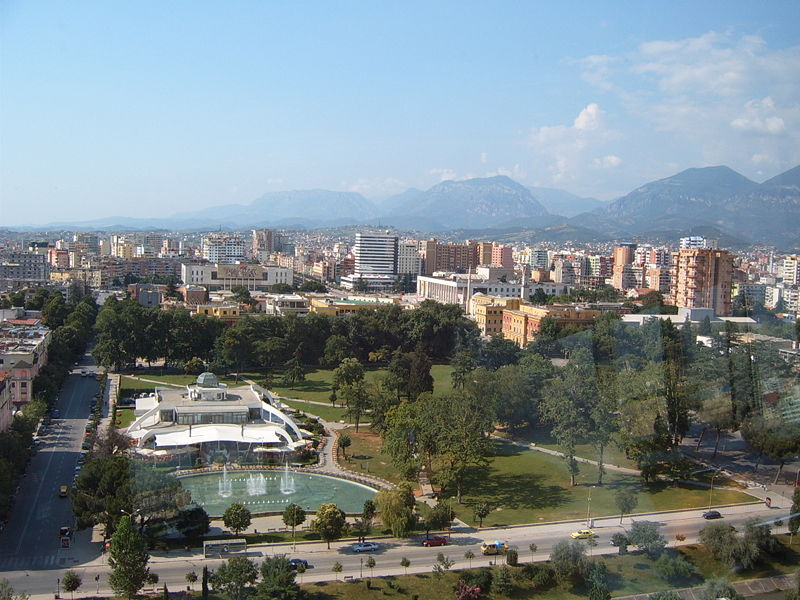 tirana downtown from sky tower